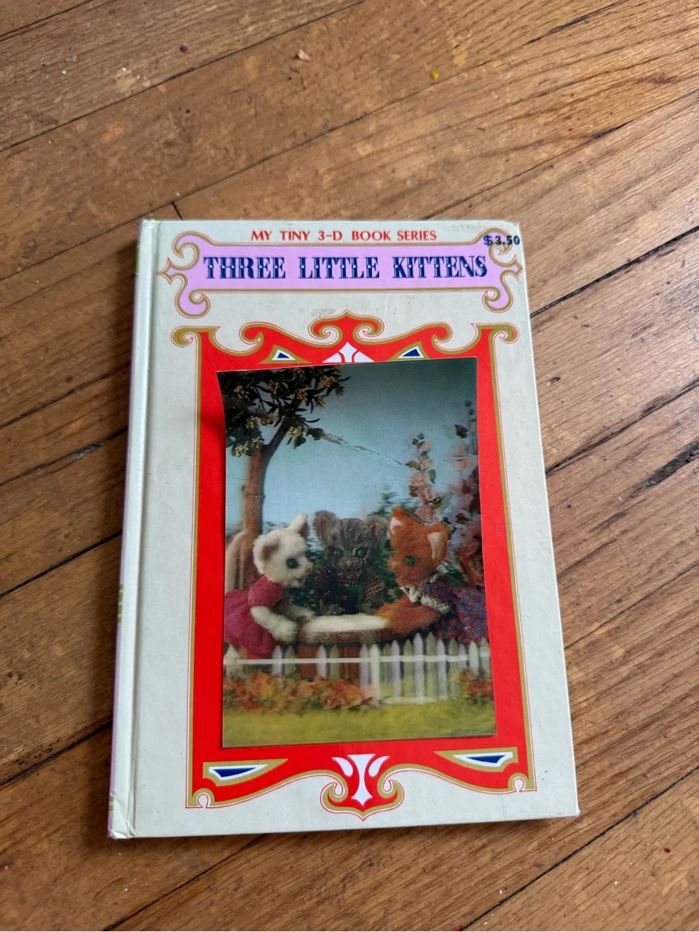 Vintage 1977 Three Little Kittens My Tiny 3-D Book Lenticular Cover Playmore
